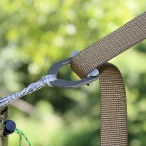 Titanum Cinch Buckle attached to hammock for suspension by Dutchware Gear