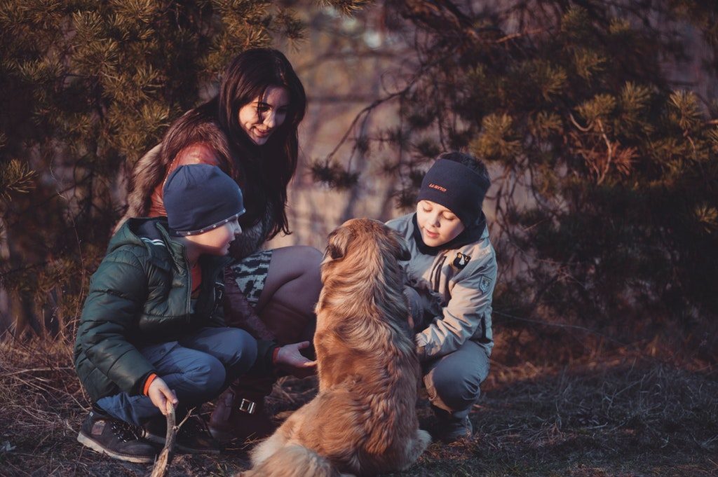 Boys with dog